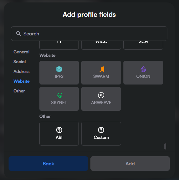 Example ENS profile setup block